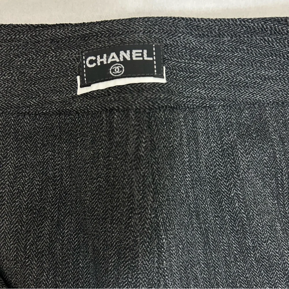 CHANEL Authentic Vintage Wool Grey Pants Trousers S